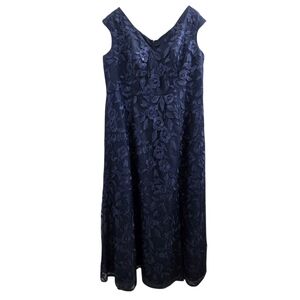 Oleg Cassini Navy Floral Lace Dress Size 20W
